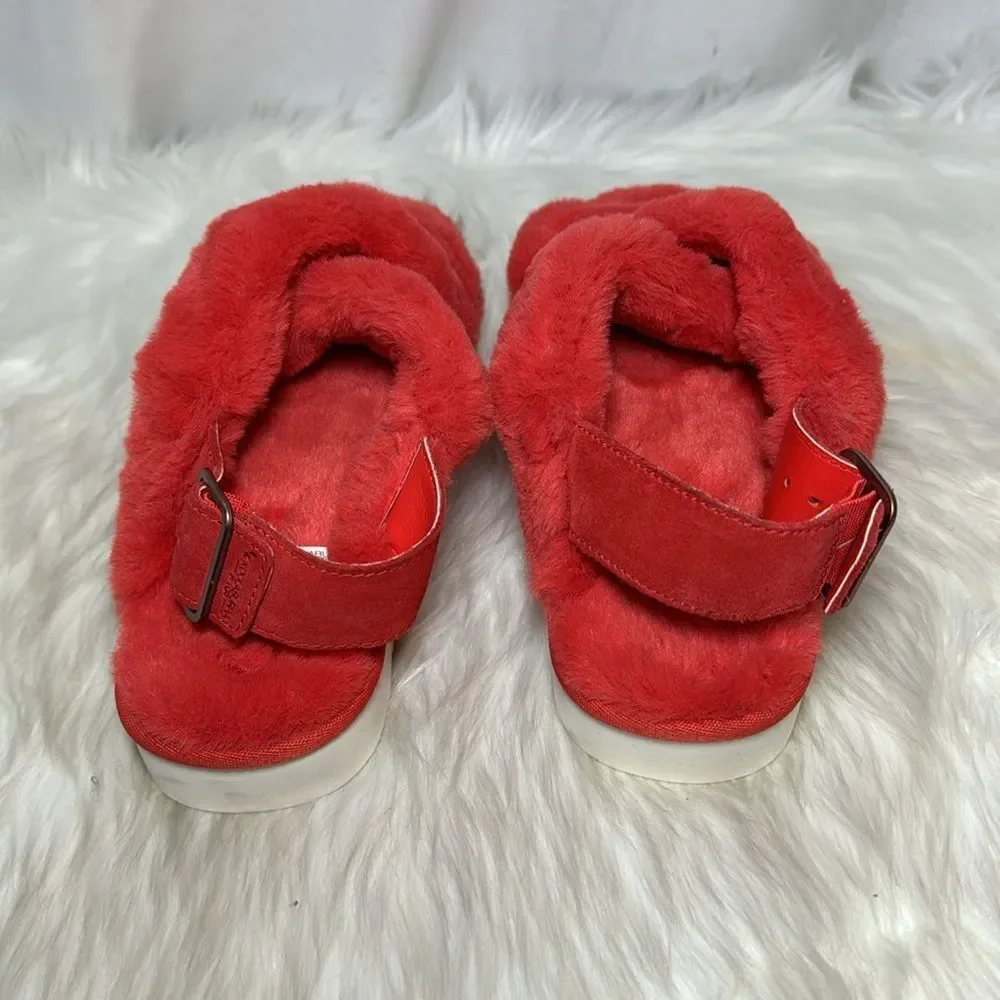 Koolaburra By UGG Fuzz-EE Orange Faux Fur‎ Slipper Sandals Sz 8